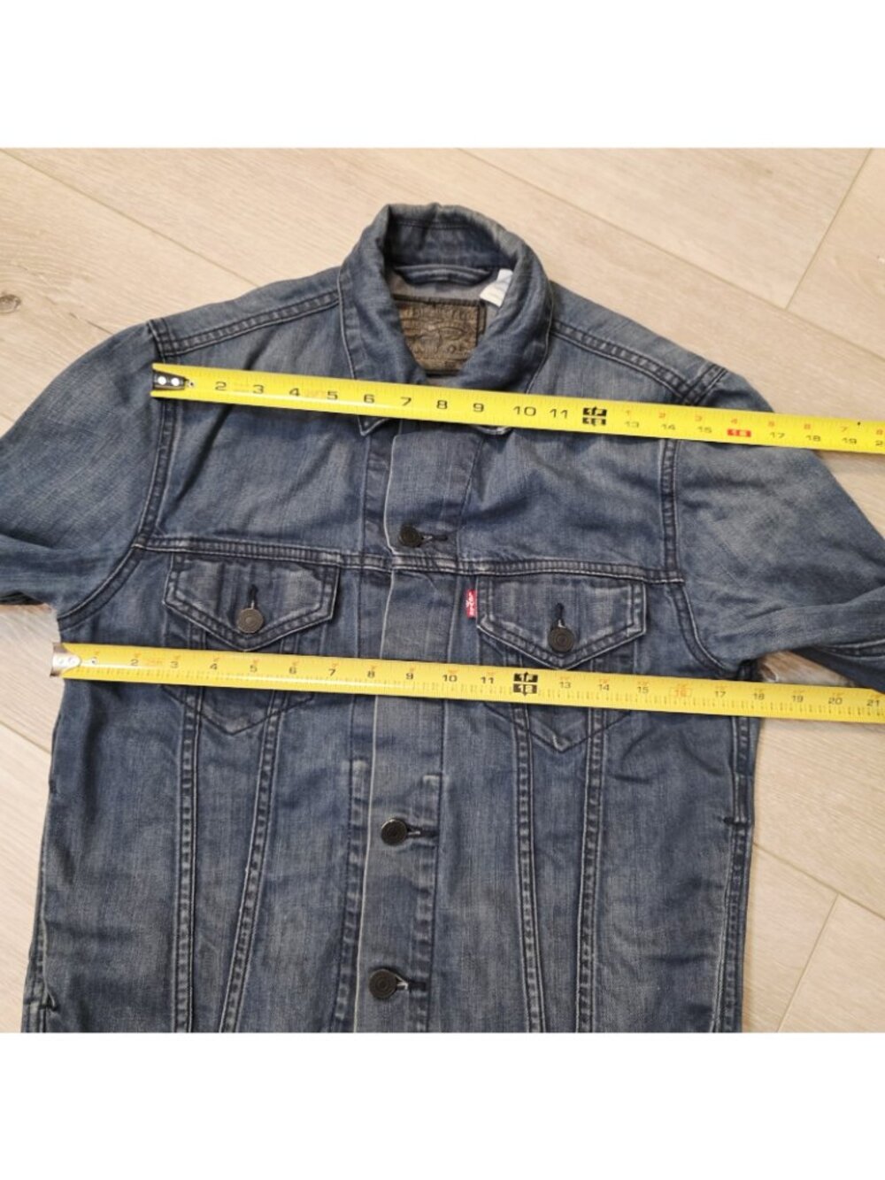 Vtg 2012 Iconic Classic Levi's Denim Trucker Jacket Sz Sm Black Label - Picture 5 of 8